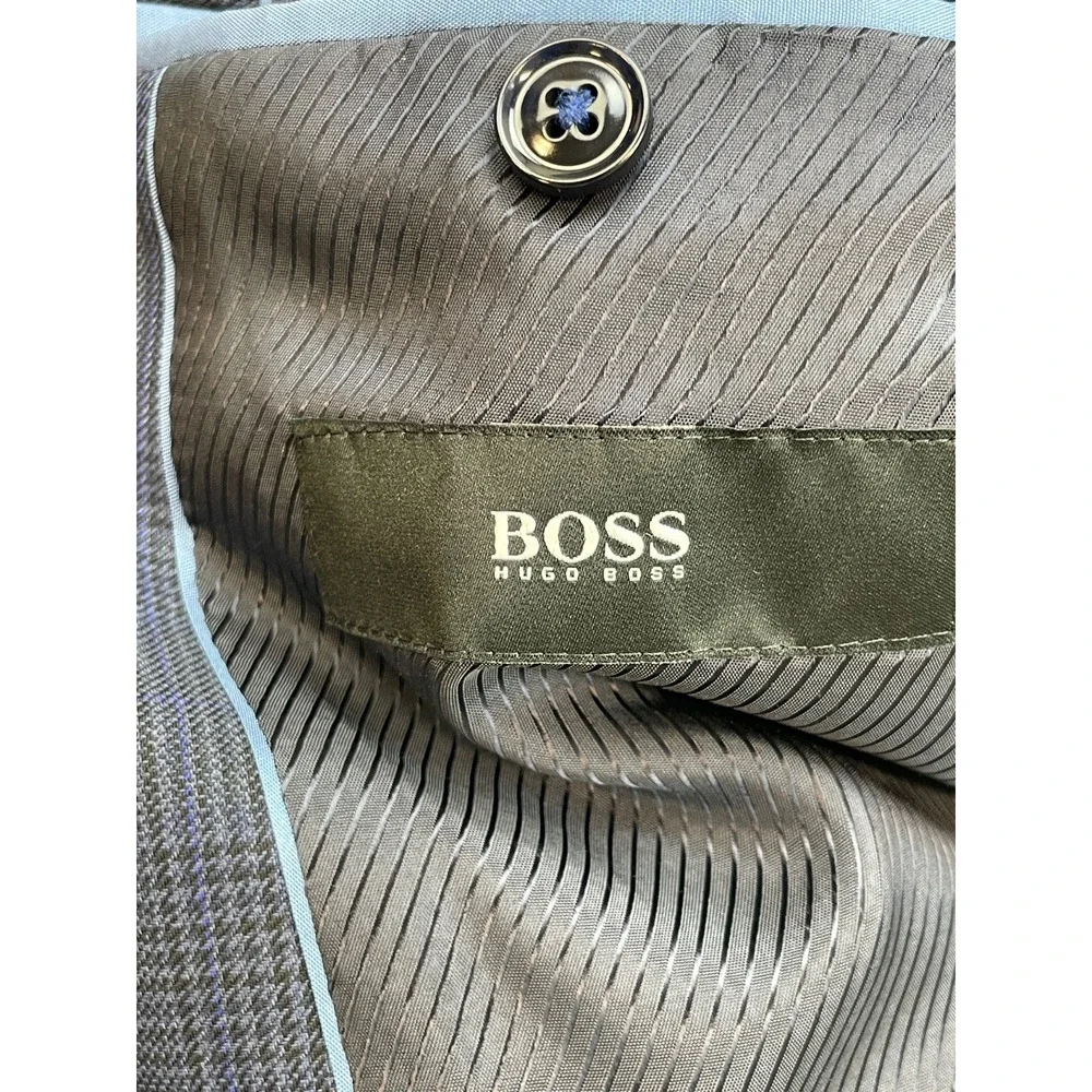 Hugo Boss‎ Blazer Mens 40S Plaid Lanificio 100% Wool 2-Button Single Breasted